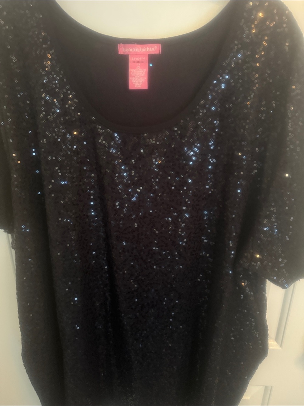Woman Within Black Sequin Scoop Neck Tunic 2X